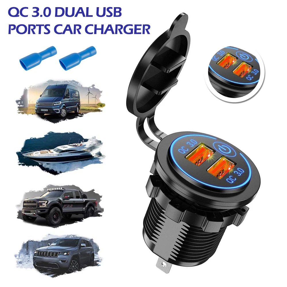 

Автомобильное зарядное устройство с двумя USB-портами, 12 В/24 В