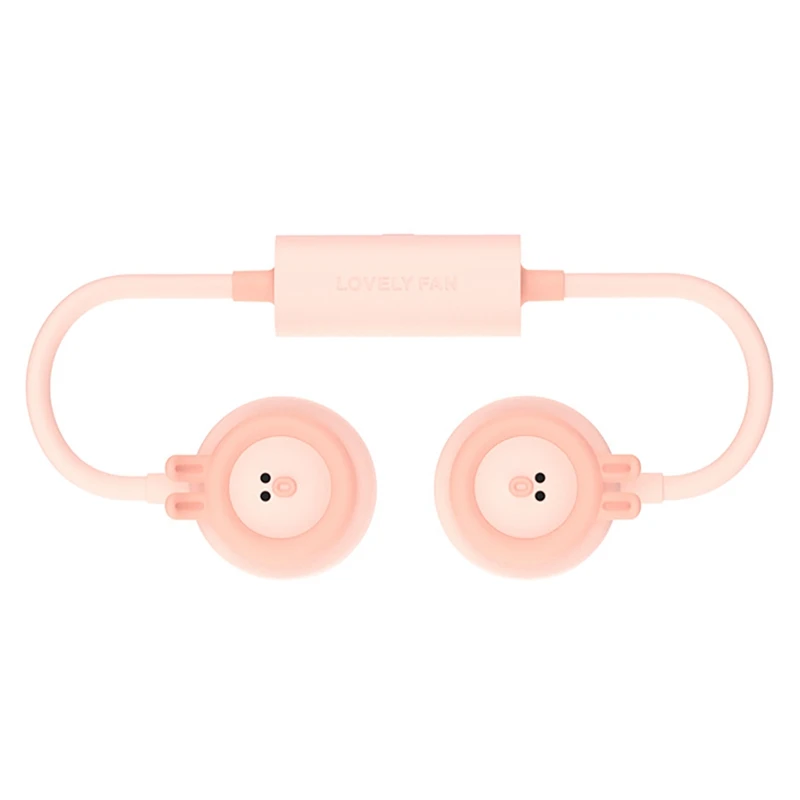 

Creative Hanging Neck Fan Leafless Fan USB Charging Mini Cute Student Folding Lazy Fan Pink