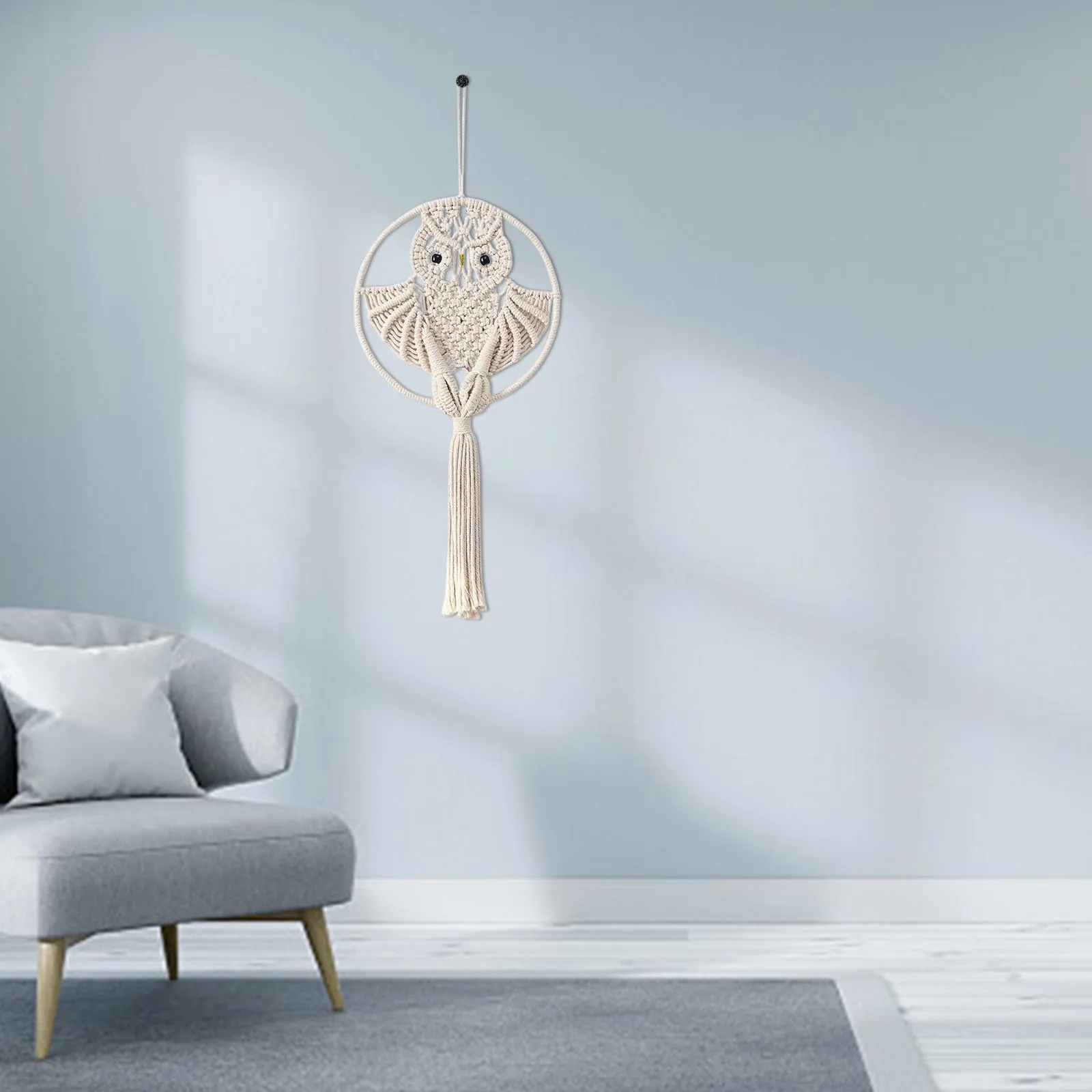 Плетеная вручную Сова Ловец снов основной цвет Хлопковая веревка настенный