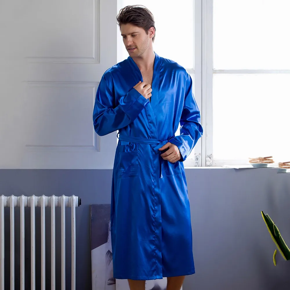 Халат-кимоно Мужской Атласный с поясом Размеры S M L XL XXL | Мужская одежда