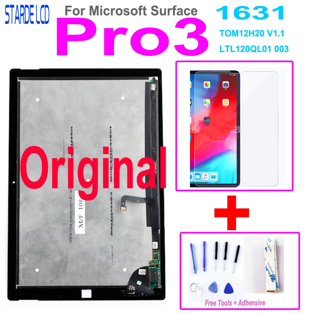 

Starde Оригинальный ЖК-дисплей для Microsoft Surface Pro3 Pro 3 1631 V1.1 V1.0 ЖК-дисплей кодирующий преобразователь сенсорного экрана в сборе + стекло