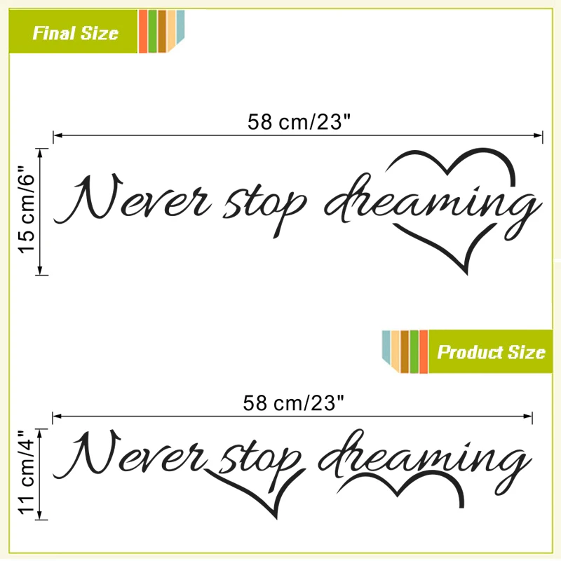 

Never Stop Dreaming Wall Stickers For Bedroom Study Room Home Decor Inspirational Quotes Mural Art Diy Viny Decals