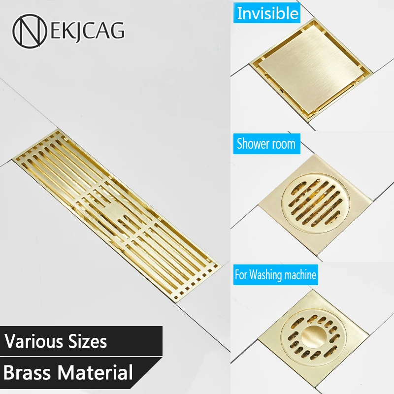 Слив для ванной комнаты из латуни слив матового золота невидимый сифон душа