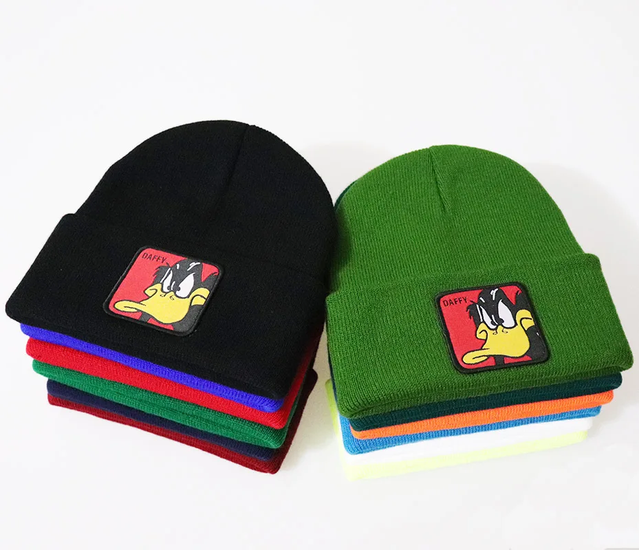 

Men's and women's duck Embroidery Hat Winter Hat animation series knitted hat hip hop cap Cartoon logo Beanie