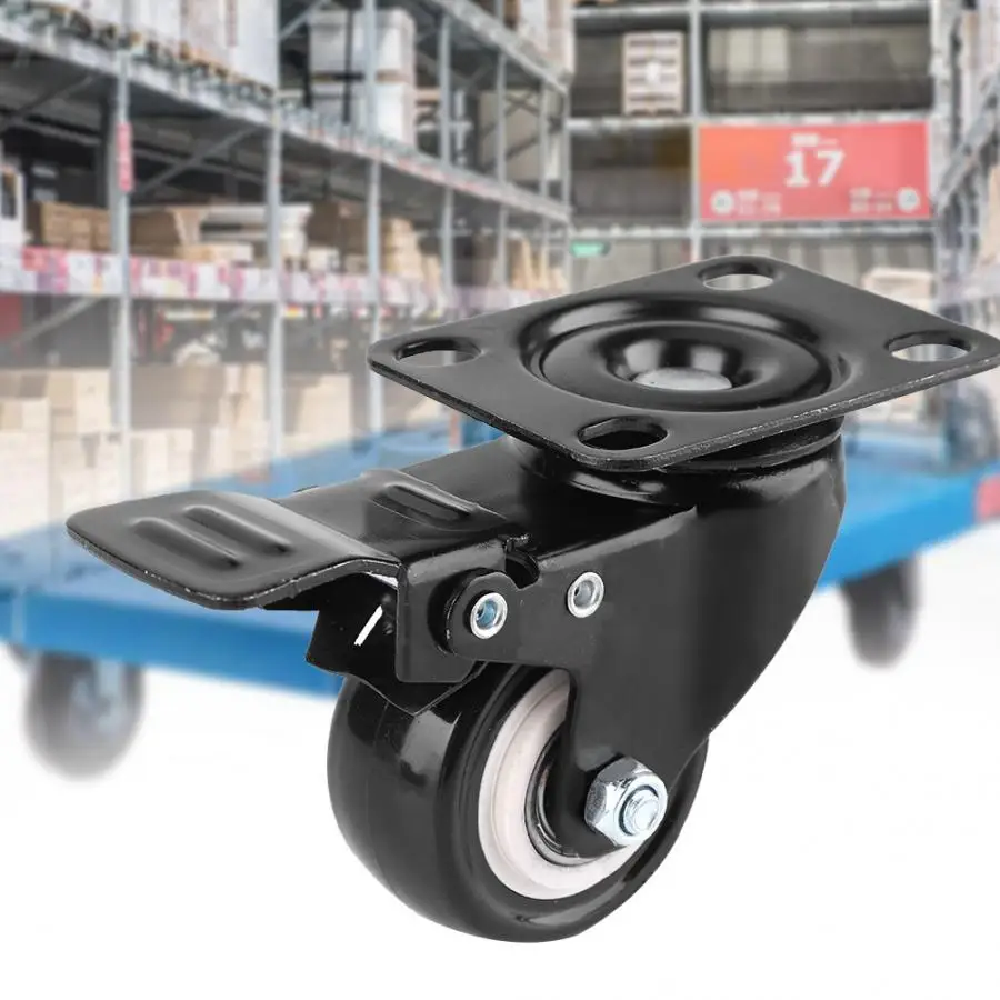 4 шт. 2 &quotколесики поворотная пластина общий замок тормоза черный для прицепа