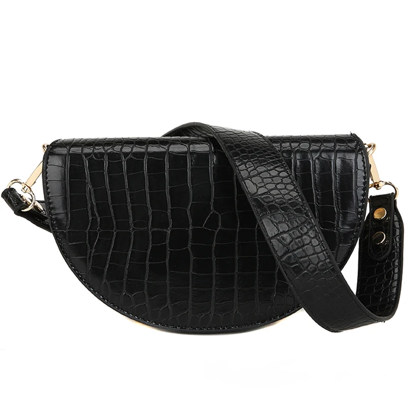 

Crocodile pattern Saddle bag 2020 Fashion New High quality PU Leather Women's Designer Handbag Vintage Shoulder Messenger Bag