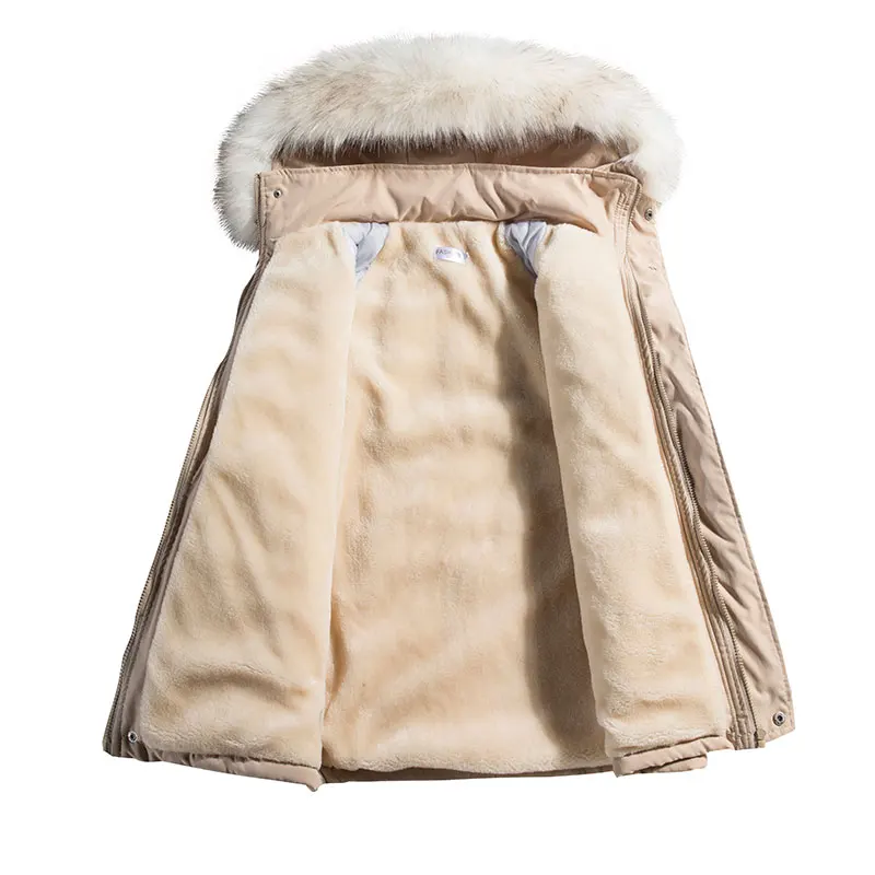 Женская Толстая куртка с капюшоном теплая Осенняя парка большим мехом и