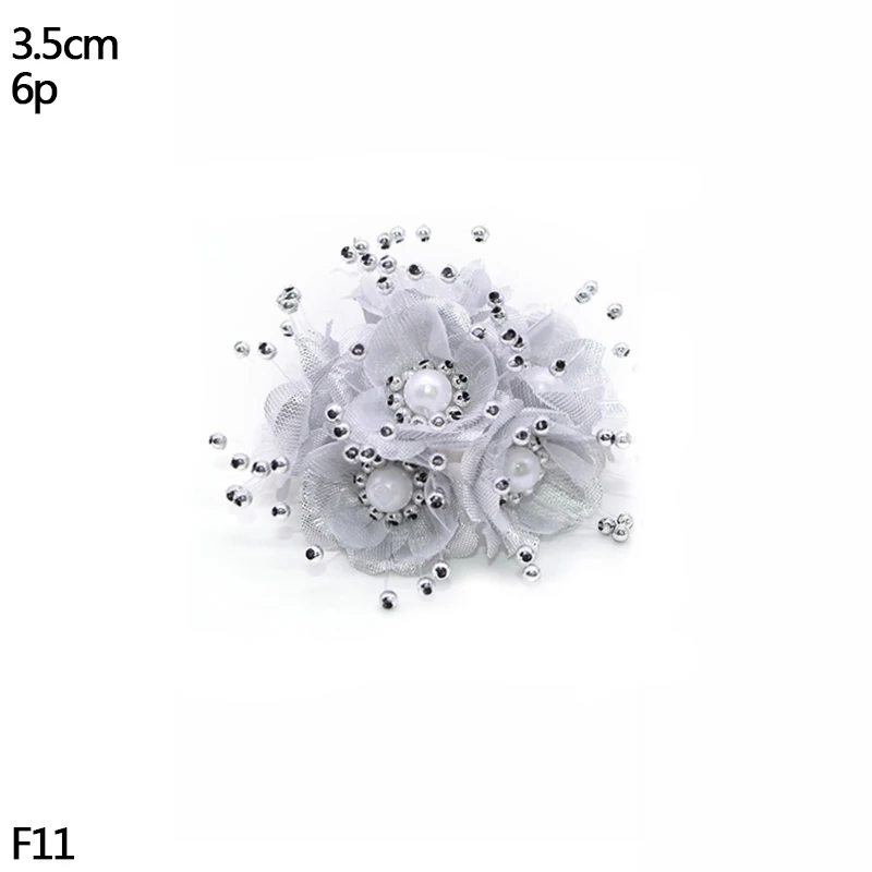 6pcs flower Свадебное Украшение Серебряный искусственный цветок вишня ягода с тычинками DIY цветок венки декоративный торт подарочная коробка Свадебная вечеринка Декор - Цвет: 6pcs flower