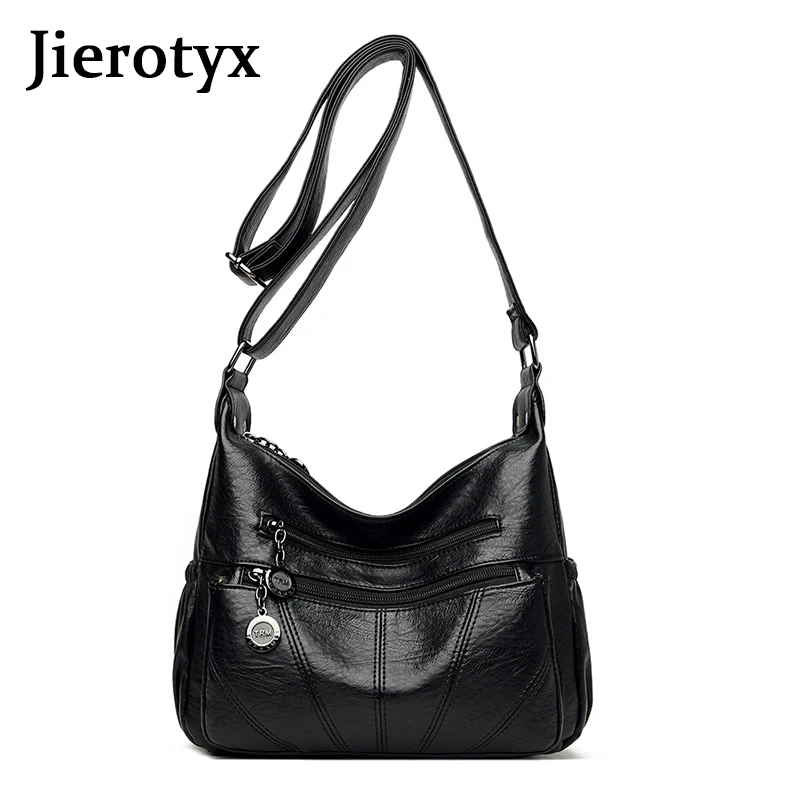 

JIEROTYX Chic Luxury 2020 Women's Crossbody Bags Soft Strap Designer Casual Leather Totes Female Casual Shoulder Shoulder Bag