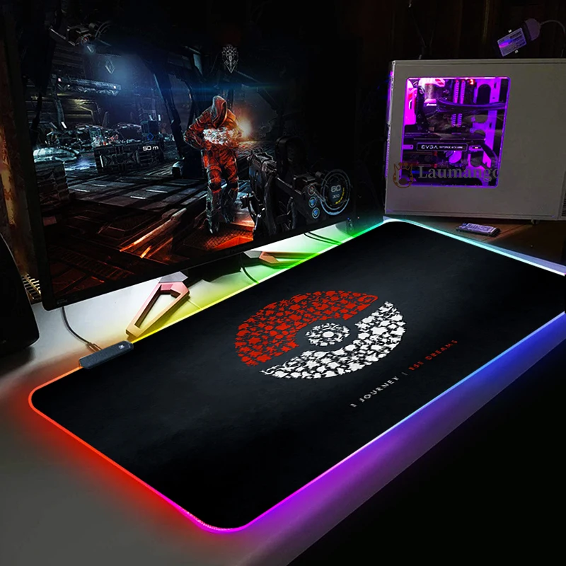 Большой офисный RGB коврик для мыши со светодиодный Ной подсветкой игровой