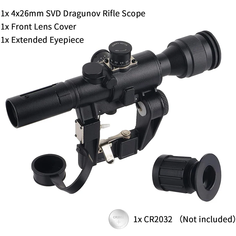 Тактический прицел Svd Dragunov 4x26 с красной подсветкой для охотничьей винтовки