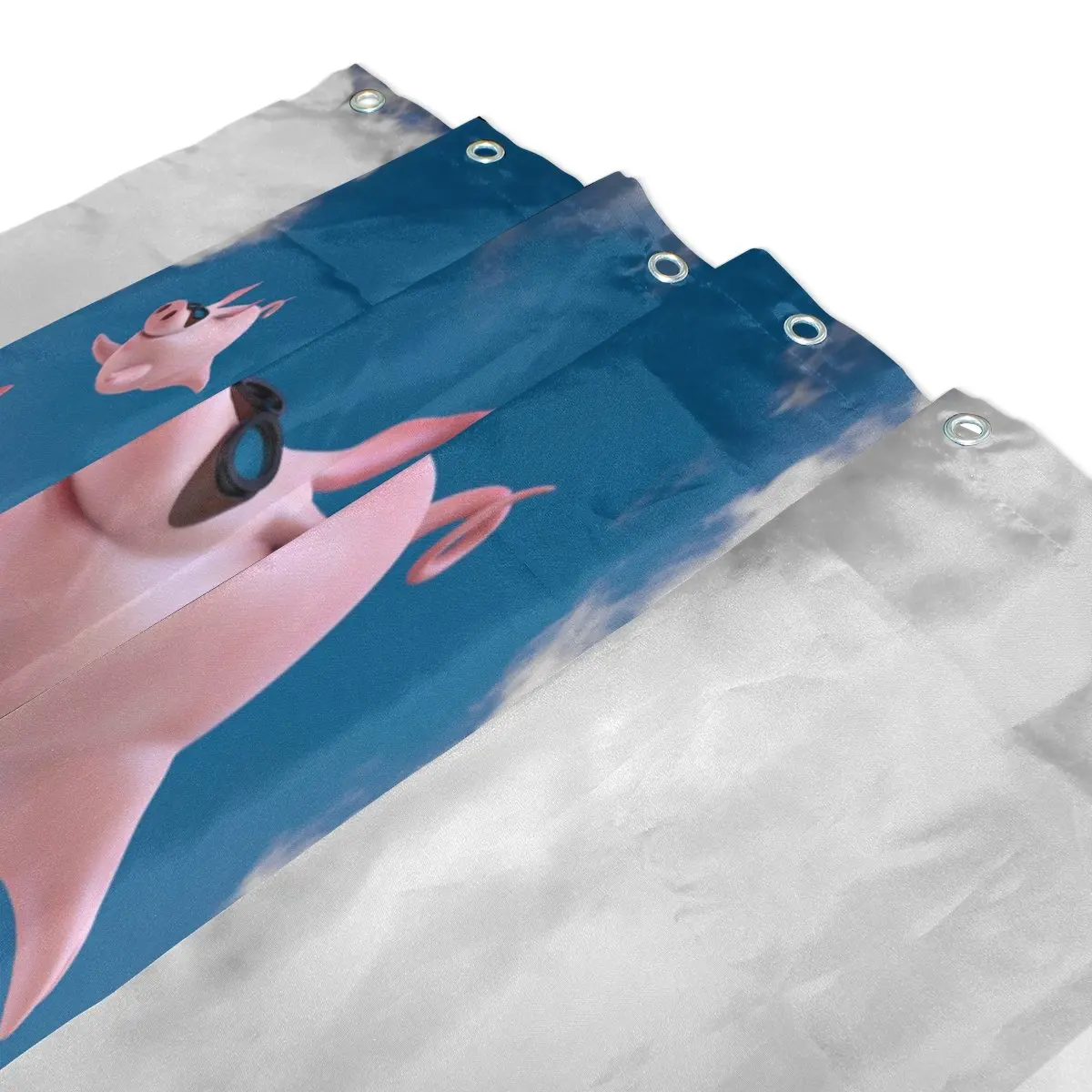 Голубое небо забавная свинка Летающая Полиэстеровая ткань занавеска для ванной