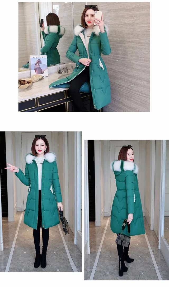 Vangull Parka женские зимние пальто длинные хлопковые повседневные меховые куртки с капюшоном женские толстые теплые зимние парки Женские приталенные пальто