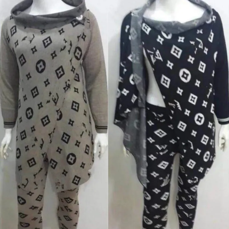 Размера плюс 2 комплект из двух предметов для женщин спортивный костюм топ и