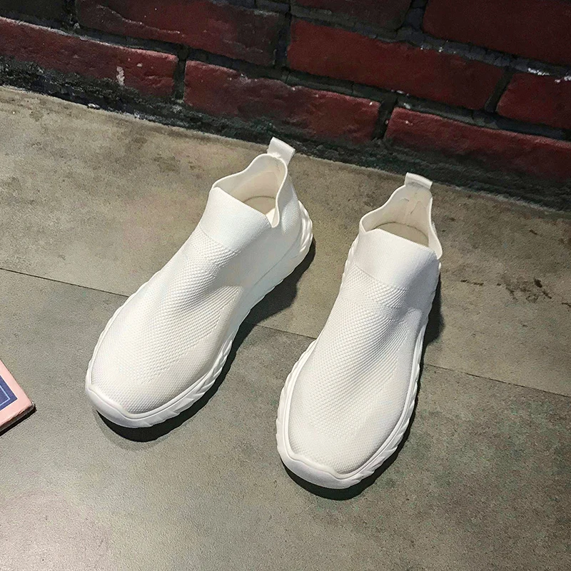 Кроссовки женские на высокой платформе трикотажные дышащие кеды повседневная