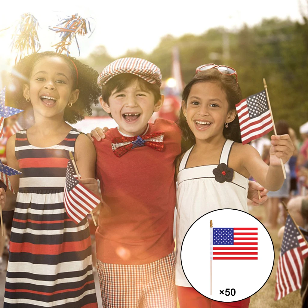 

50x Handheld American Stick Flags Mini for Memorial Day 4th of July