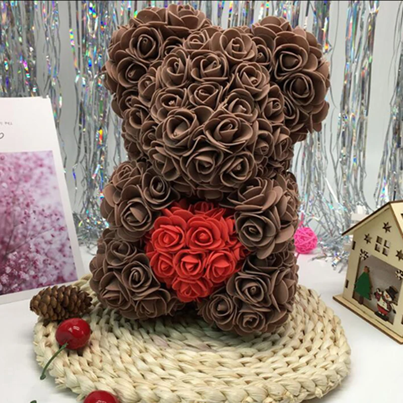 Мишка Тедди с розой 25 см милые цветы из пенопласта подарок на свадьбу День