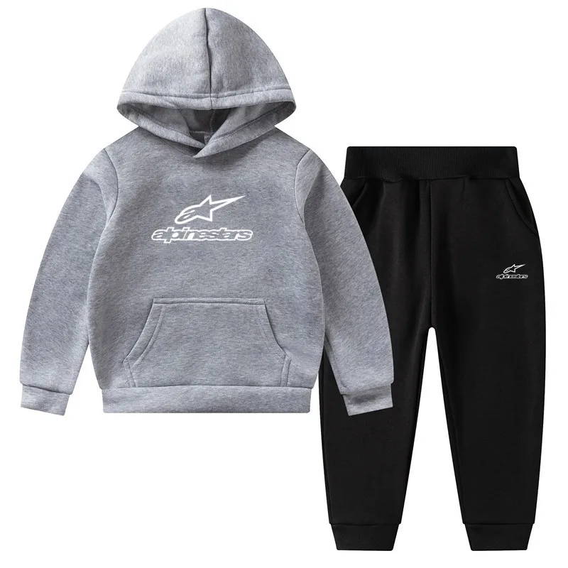 

ALPINESTARS Spring and Autumn Boys and Girls Long Sleeve Clothing Printed 4-14 Years Old Sweatshirt Hoodie + Pants Sports Suit