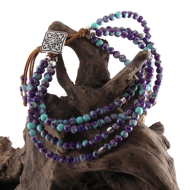 RH Fashion Beautiful Jewelry Colorful Natural Stone Wrap Beaded Braceletes DropShip | Украшения и аксессуары