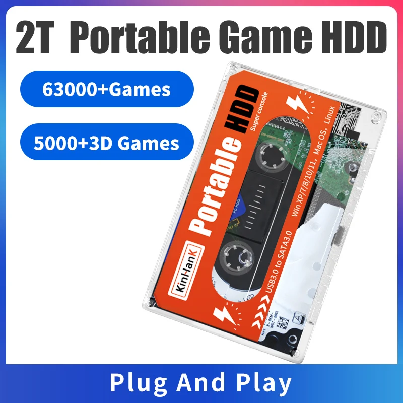 2T HDD Портативный внешний игровой жесткий диск SATA 3 для ноутбука/ПК/Windows/Mac OS с 63000 +