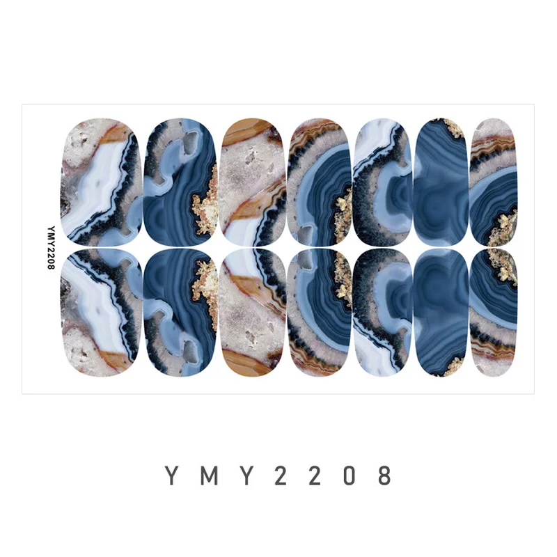 14 подсказок/лист акварельные мраморные градиентные наклейки для ногтей Цветущая