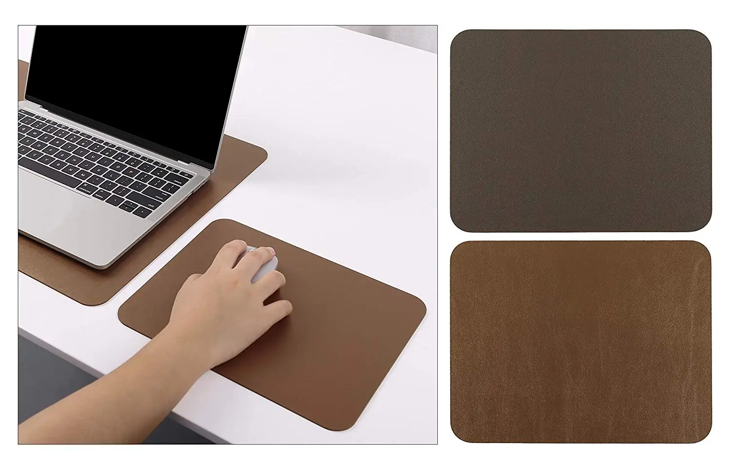 

2 Pack of Mouse Pad, YSAGi Leather Desk mat Laptop Desk pad Computer Desk Mousepad Office Accessory Gift Set (Bronze)