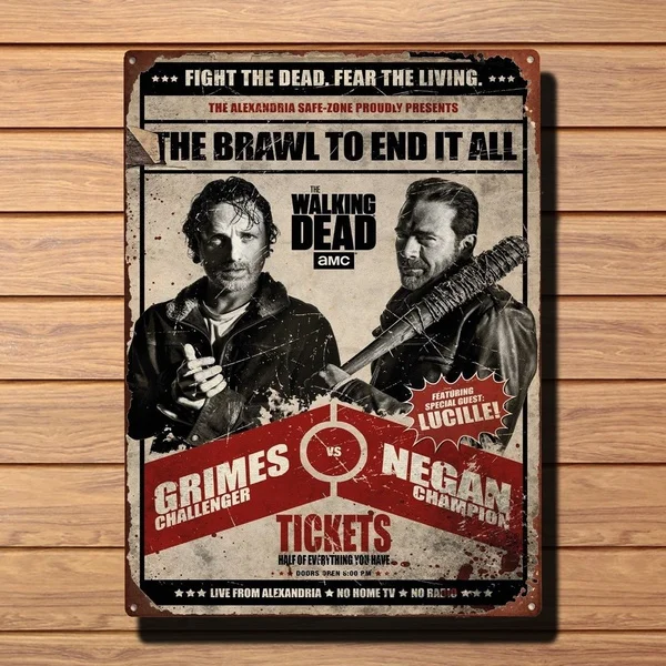 

Постер The Ходячие мертвецы борьба Ретро винтажный жестяной знак Бар Паб домашний металлический постер настенный художественный Декор