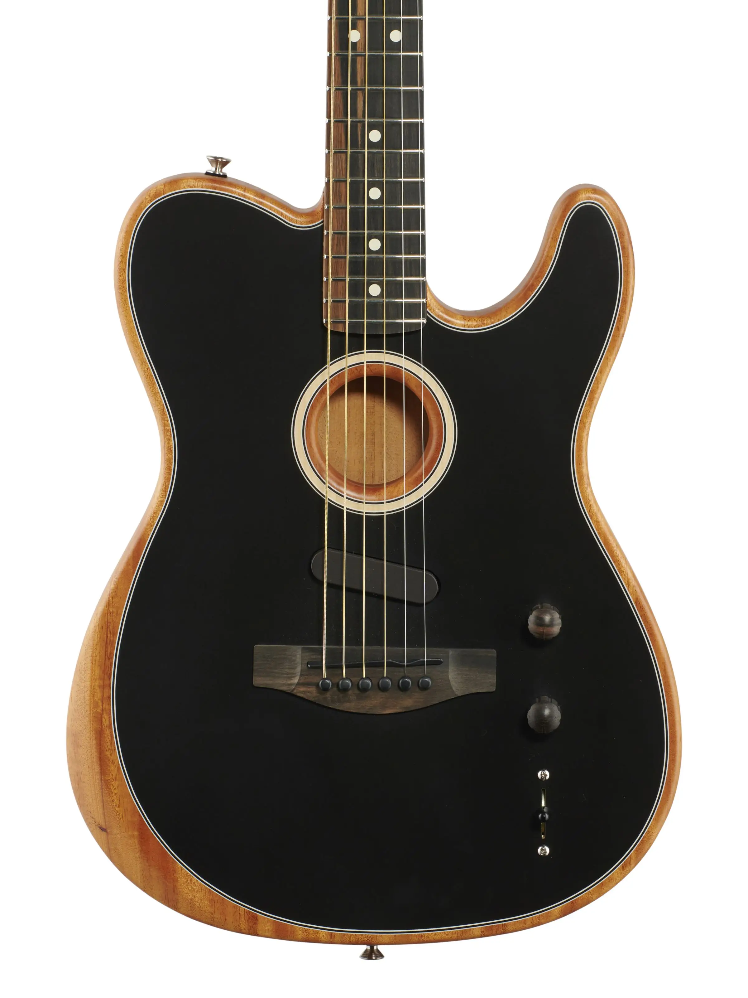 

Custom Shop Acoustasonic Matte Black Electric Guitar Polyester Satin Urethane Finish, Deep C Mahogany Neck, Chrome hardware