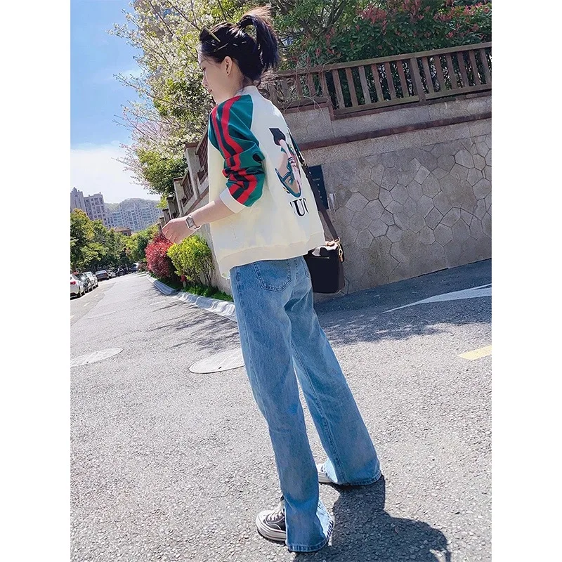 

2021 new coat spring fashion loose print baseball suit