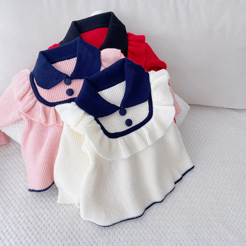 

Осень-зима 2021, детская одежда, Детский свитер, платье-свитер с круглым воротником для девочек, детский пуловер, модная одежда для малышей