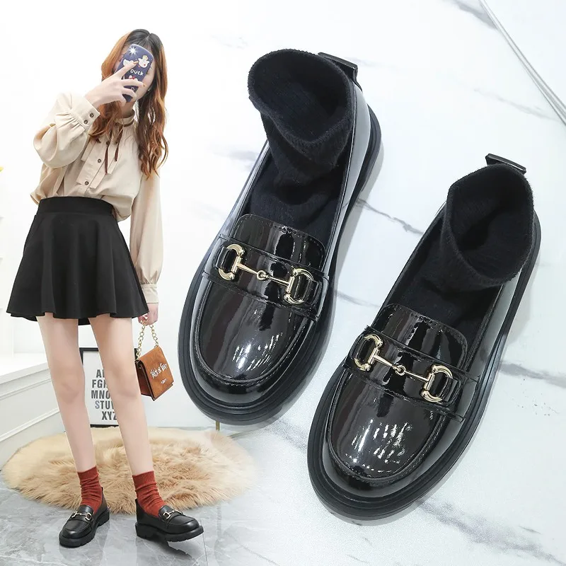 

Женские туфли на плоской подошве, маленькие кожаные туфли с педалью, в британском стиле, для отдыха, новинка 2022