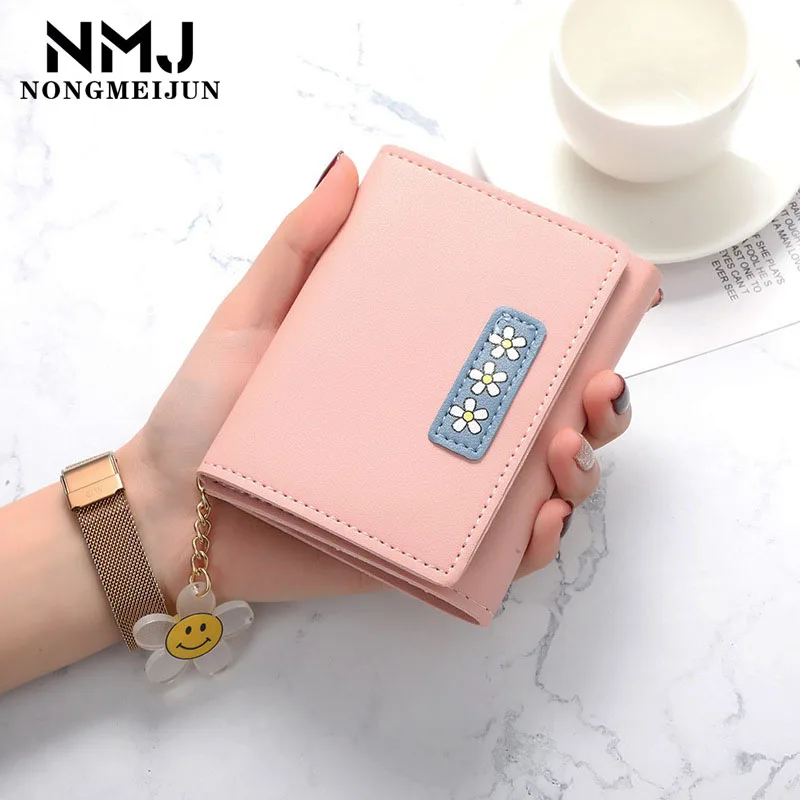 

Wallets for Women Ladies 2021 Fashion Smiley Wallet PU Leather Cute Short Card Hold Package Small Female Wallet Zip Coin Purse