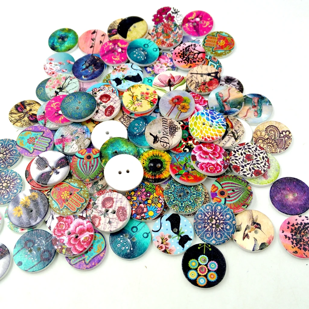 

100x Sewing Buttons, Wood Buttons Craft Button for DIY Sewing