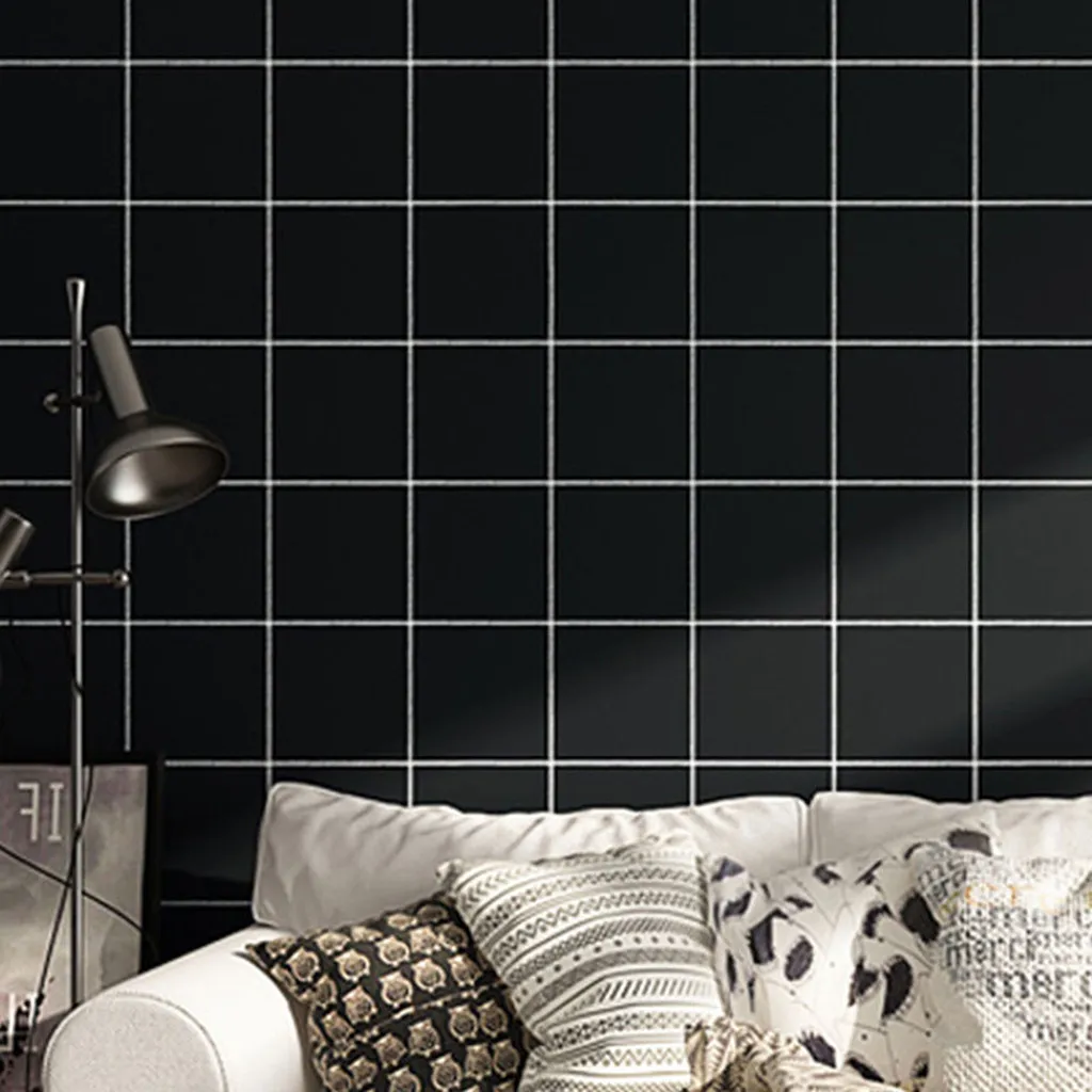 Черная клетчатая настенная наклейка черная деревянная бумага самоклеящаяся