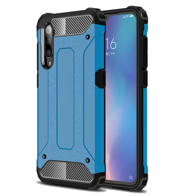 Sky Blue Armor Case Роскошный Силиконовый противоударный чехол на ксиоми-ми-9 чехол для телефона Xiaomi Mi 9 чехол Mi 9 SE Case, брони Резиновый защитный чехол на Xiomi Mi 9SE 9T Mi 9 бампер чехлы для сяоми ми 9т про ми 9 се чехол - Цвет: Sky Blue Armor Case