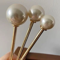 women delicate u shaped hairpins geometric u shaped pearl head metal elegant retro