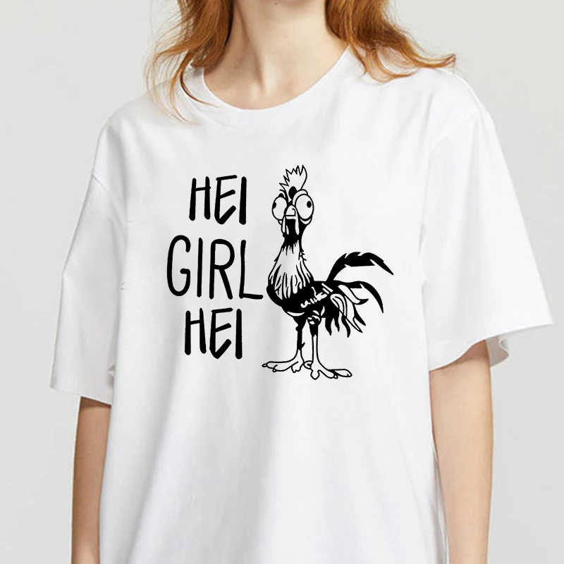 

Harajuku 90s Short Sleeve Fun Ulzzang T-Shirt New T-shirt Female Hei Girl Hei Cock Letter Printed t shirt Lady Casual Tops