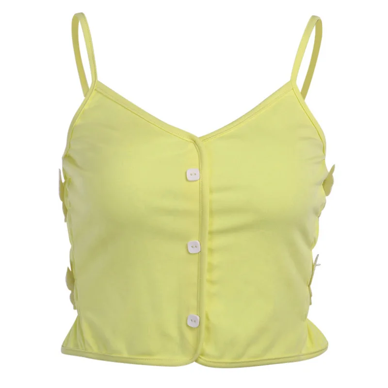 

Fannic 2020 Summer New Butterfly Decorative Solid Single-Breasted Camisole Hipster Base Camisole