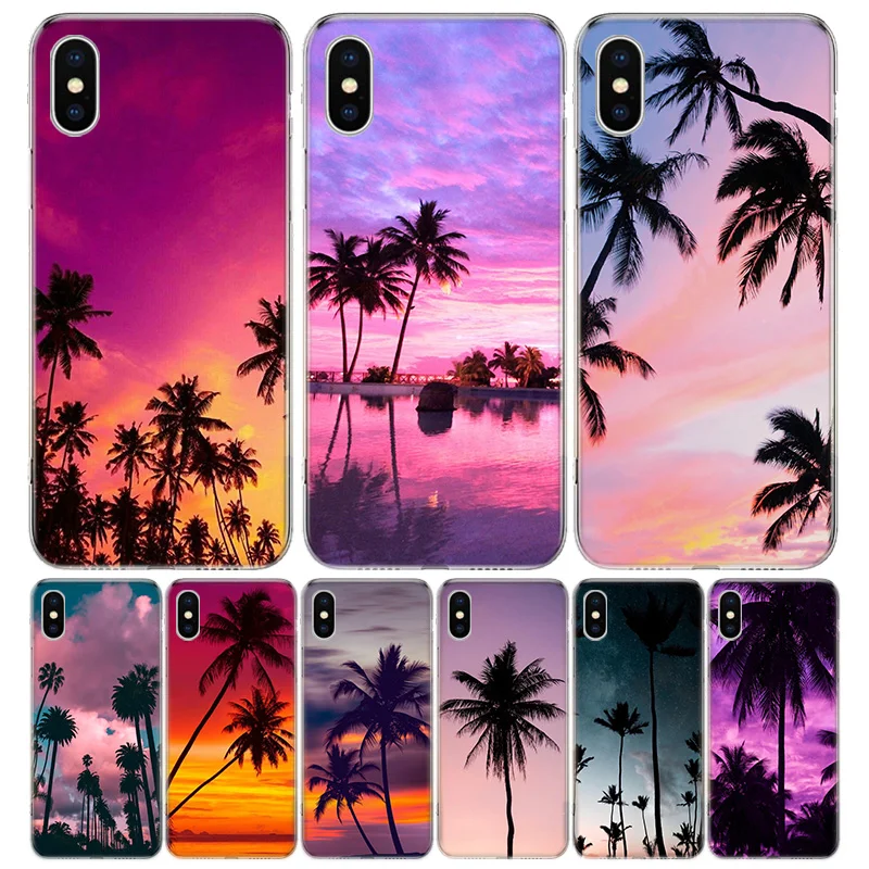 

Palm Leaves Sunset Summer Scenery Silicon Call Phone Case For Apple iPhone 11 13 Pro Max 12 Mini 7 Plus 6 X XR XS 8 6S SE 5S +