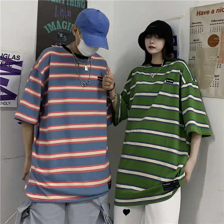 Простая футболка в гонконгском стиле для женщин Новинка лета 2021 свободная