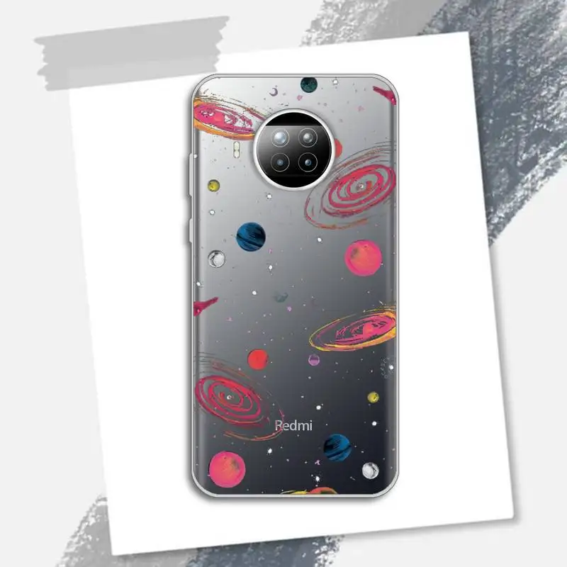 

Starry Universe cartoon space Phone Case Transparent for Xiaomi Redmi note 10 t 8 9 pro lite 11