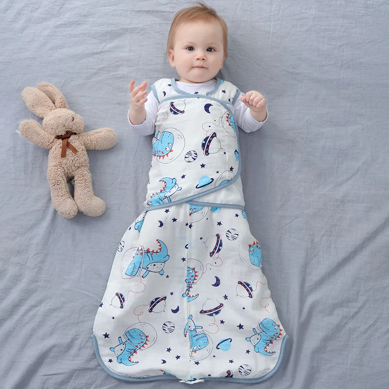 

66CM Newborn Swaddle Sleepsack Soft Breathable Bamboo Cotton Gauze Infants Sleeping Bag Adjustable Toddlers Wrap Clothes Blanket