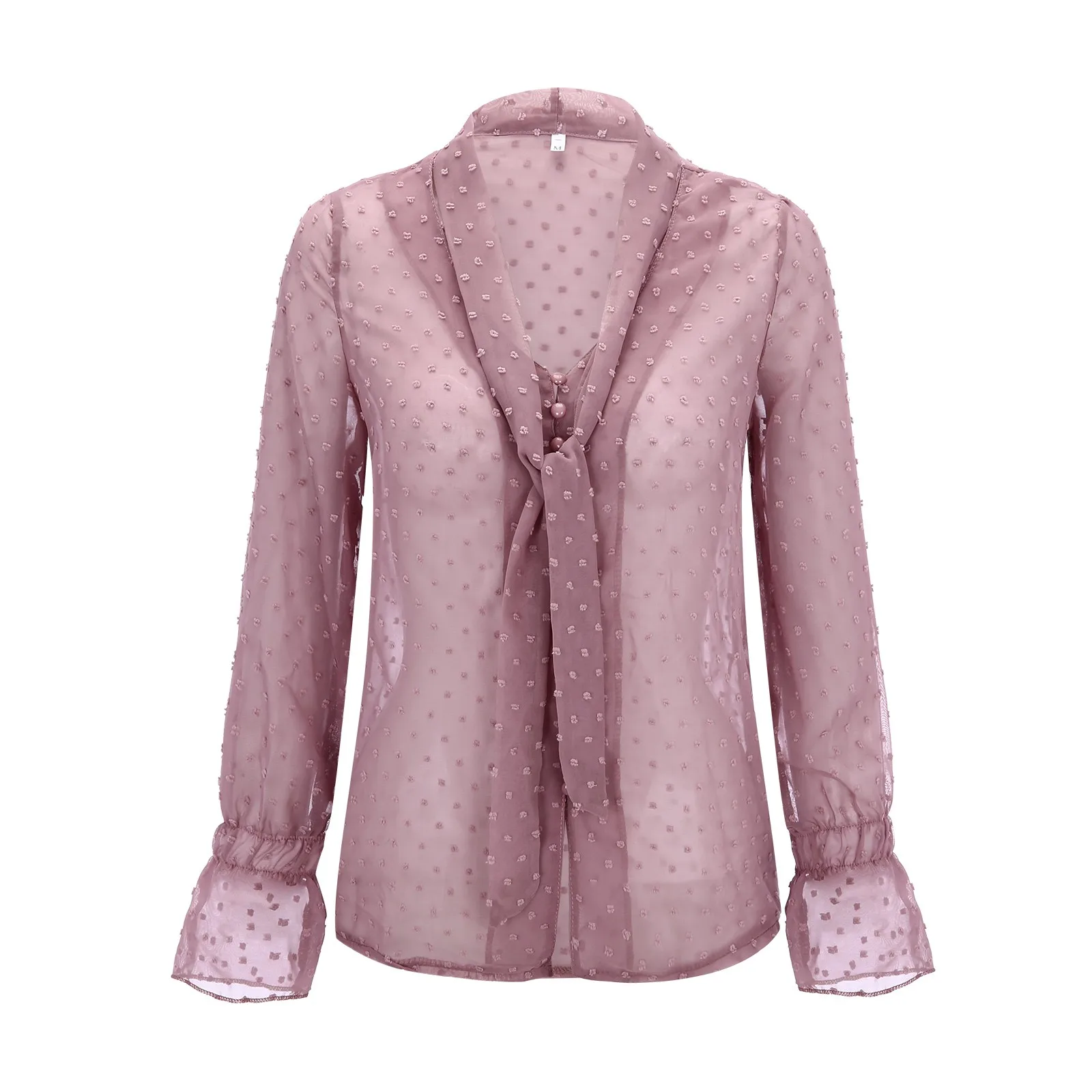 Модная блузка на пуговицах со шнуровкой зимние осенние Топы с V-образным вырезом