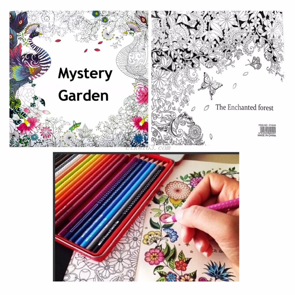 Раскраска для взрослых на английском языке Таинственный Сад охота за