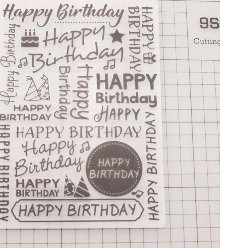 Plastic Happy Birthday Pattern Embossing Template DIY Creative Folders For Nail Art Printing Decoration | Дом и сад