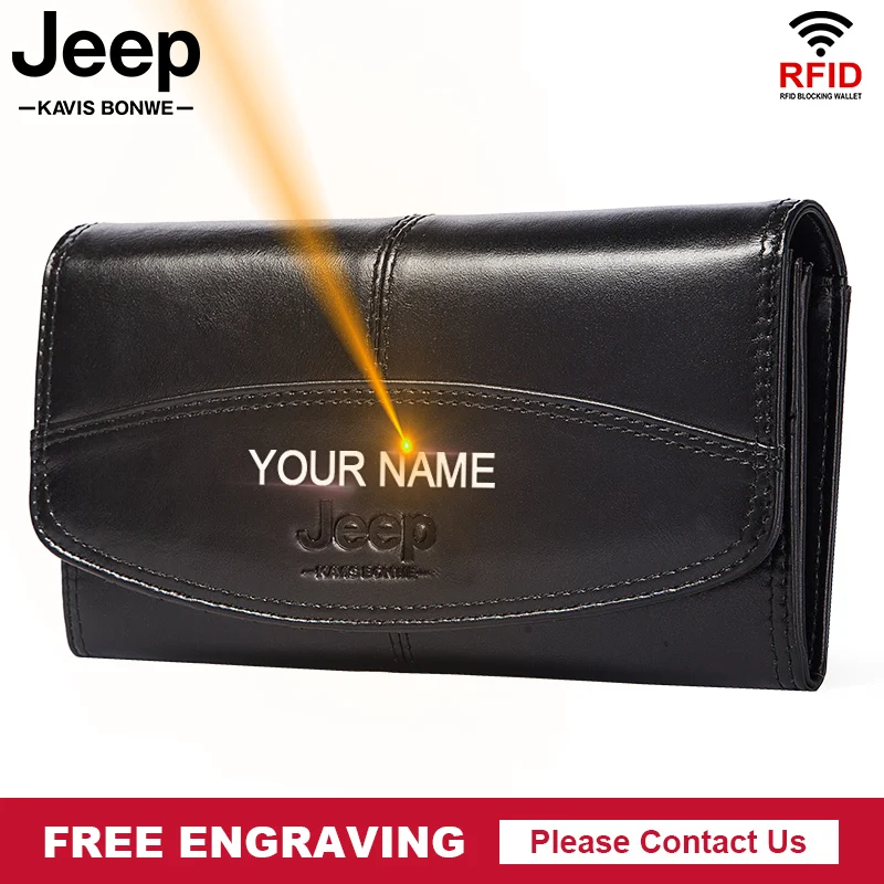 

KAVIS Genuine Leather Women Wallet Female Coin Purse Hasp Portomonee Clutch Money Bag Lady Handy Long Quality Engraving Name