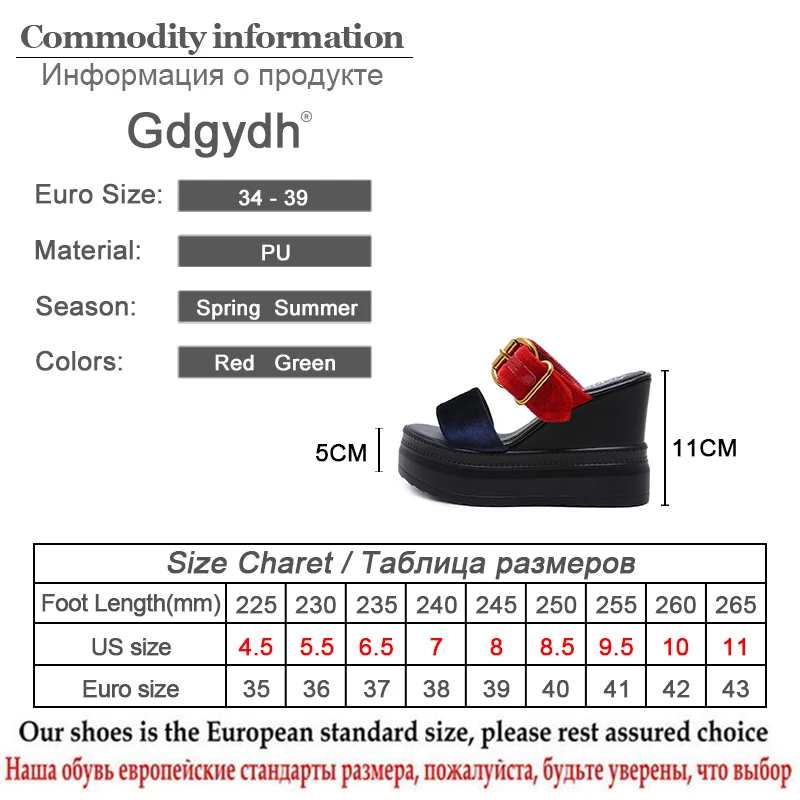 

Gdgydh Fashion Buckle Womens Wedges Sandal Platforms Shoes Korean Summer Shoes Heels Suede Red Green Rubber Sole High Quality