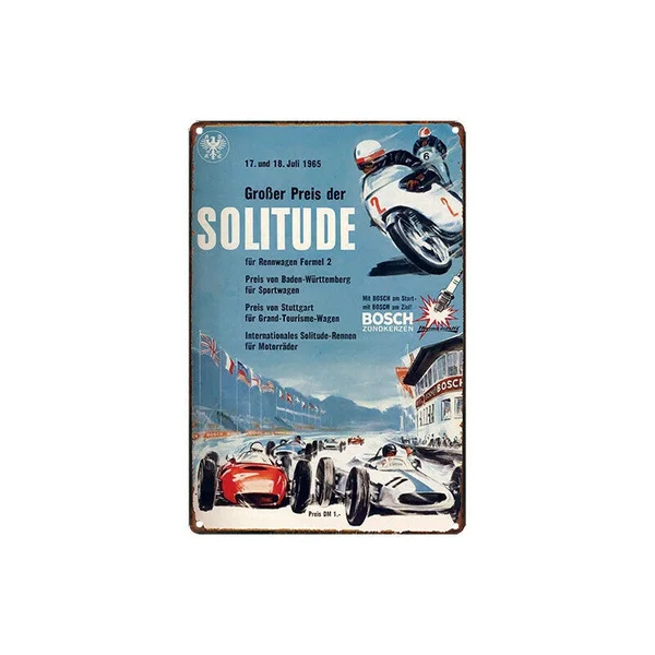 

Metal Tin Sign solitude grand prix Decor Bar Pub Home Vintage Retro