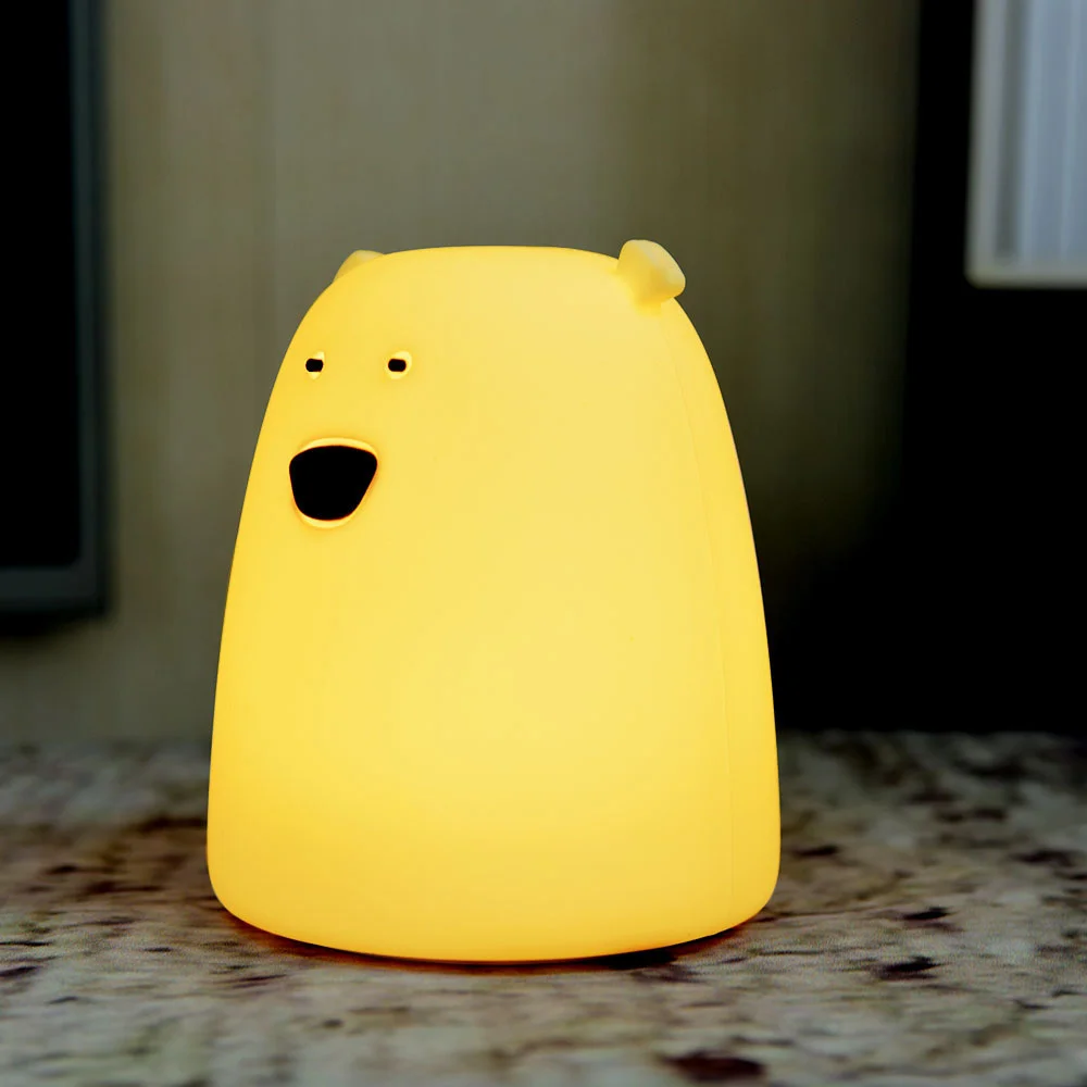 

Colorful Night Light Little LED White Bear Silicone Lamp Rechargeable Creative Cartoon Toddler Night Light Children Gift