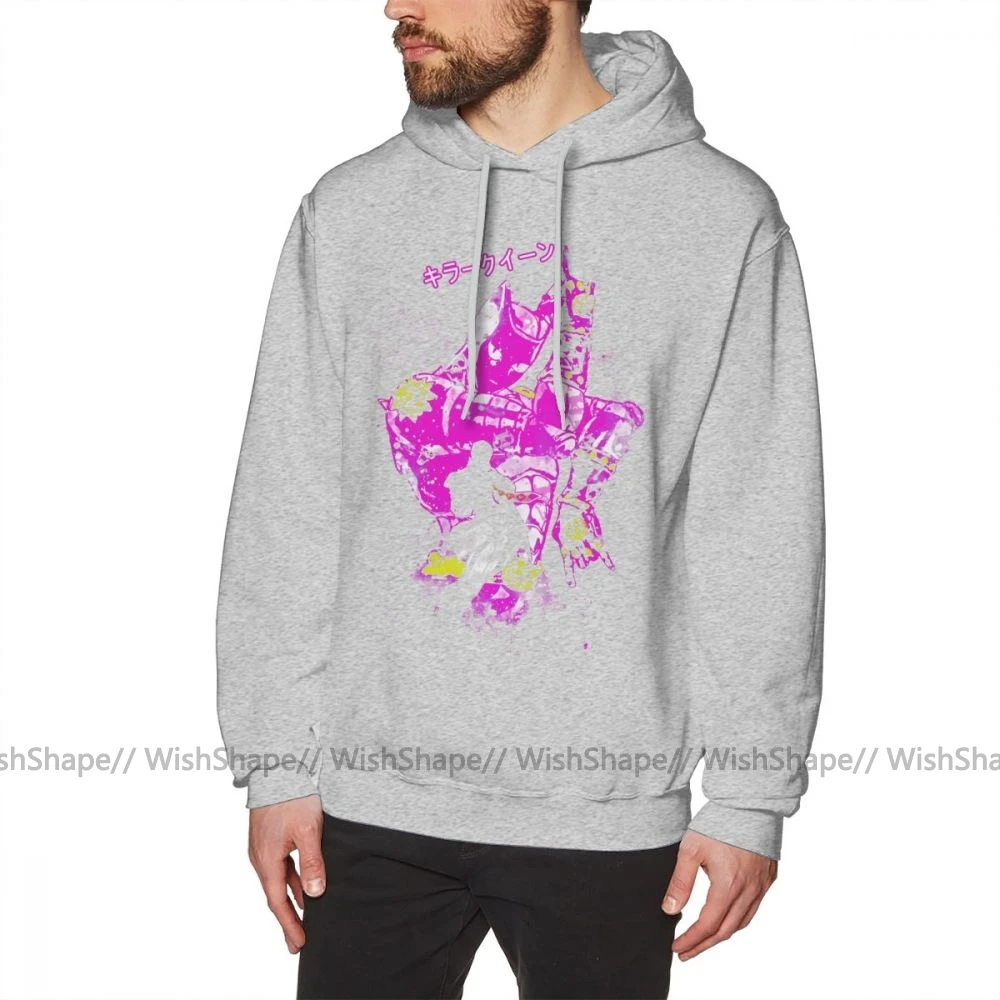 Jojo Толстовка Killer queen толстовки хлопок свободный пуловер худи мужской красный XXXL Зима хороший длинный рукав толстовки - Цвет: Gray